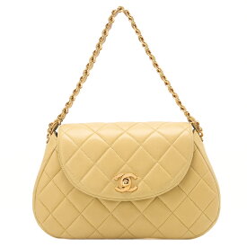CHANEL シャネル　ラムスキン マトラッセ　ターンロック　ラウンドフラップ　チェーンハンドバッグ　イエロー（ゴールド金具）レディース【中古】【送料無料】