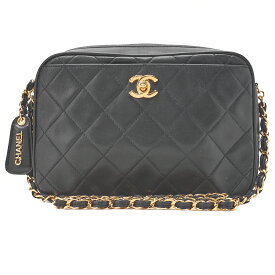 CHANEL シャネル マトラッセ ロゴチャーム カメラバック ショルダーバッグ ラムスキン 黒（ゴールド金具）ショルダーバッグ ミニショルダーバッグ レディースバッグ ハイブランド【中古】【送料無料】