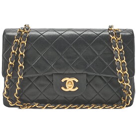 CHANEL シャネル マトラッセ ダブルフラップ 23cm チェーンショルダー ラムスキン 黒 ゴールド金具　レディースバッグ　ブランド【中古】【送料無料】