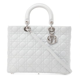 Dior ディオール　レディディオール　カナージュ　ハンドバッグ 　ラムスキン　ライトブルー　（シルバー金具） レディース バッグ 【中古】【送料無料】