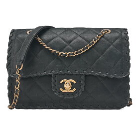 CHANEL シャネル 　スパークルレザー　マトラッセ　編み込み　チェーンショルダー　黒（ゴールド金具）レディース バッグ レディース【中古】【送料無料】