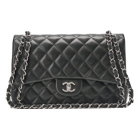 CHANEL シャネル 　デカマトラッセ　ダブルフラップ　ターンロック 　チェーンショルダーバッグ 　ラムスキン 黒（シルバー金具）レディースバッグ ハイブランド【中古】【送料無料】
