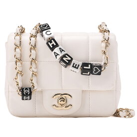 CHANEL シャネル ラムスキン ミニ チョコバー 15cm シングルフラップ ターンロック チェーンショルダー 白（ゴールド金具）ブランド レディースバッグ ハイブランド【中古】【送料無料】