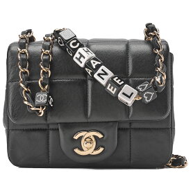 CHANEL シャネル ラムスキン ミニ チョコバー 15cm シングルフラップ ターンロック チェーンショルダー 黒（ゴールド金具）ブランド レディースバッグ ハイブランド【中古】【送料無料】