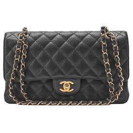 CHANEL シャネル キャビアスキン マトラッセ ダブルフラップ 25cm チェーンショルダー 黒（ゴールド金具）ブランド レディースバッグ ハイブランド【中古】【送料無料】