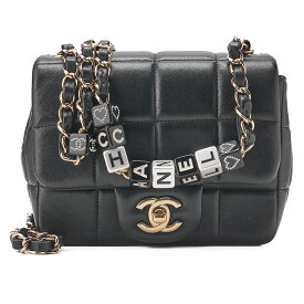 CHANEL シャネル ラムスキン ミニ チョコバー 15cm シングルフラップ ターンロック チェーンショルダー 黒（ゴールド金具）ブランド レディースバッグ ハイブランド【中古】【送料無料】