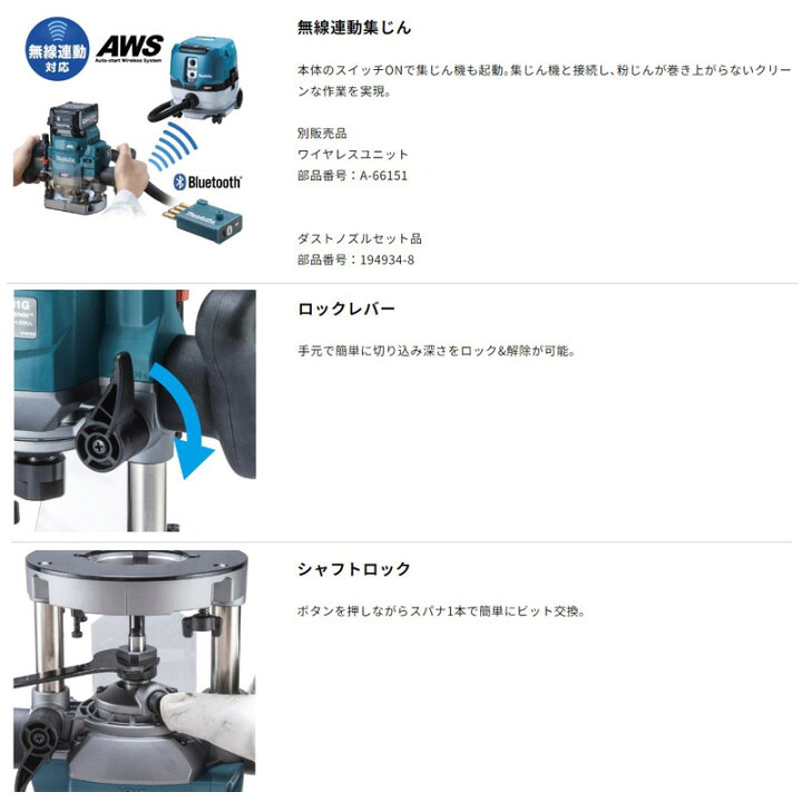 楽天市場】【正規店】 マキタ 充電式ルータ RP001GZ 40V 本体のみ 