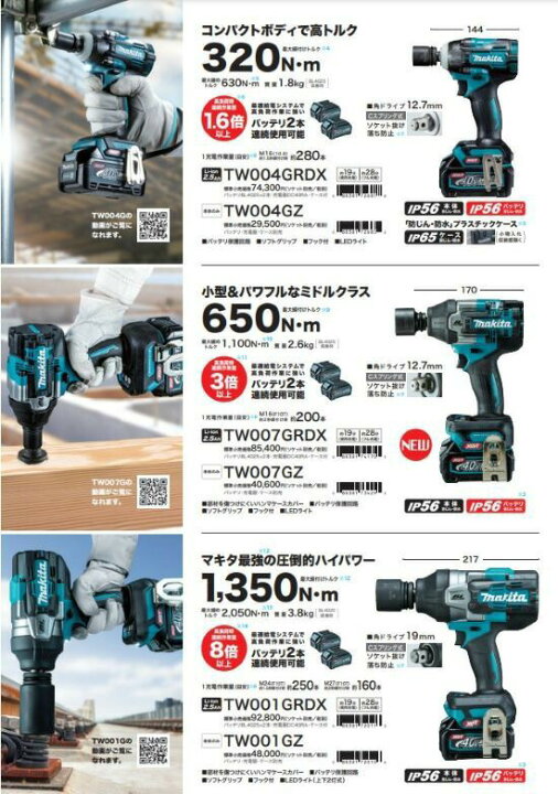 楽天市場】【正規店】マキタ 充電式インパクトレンチ TW007GRDX 40V 