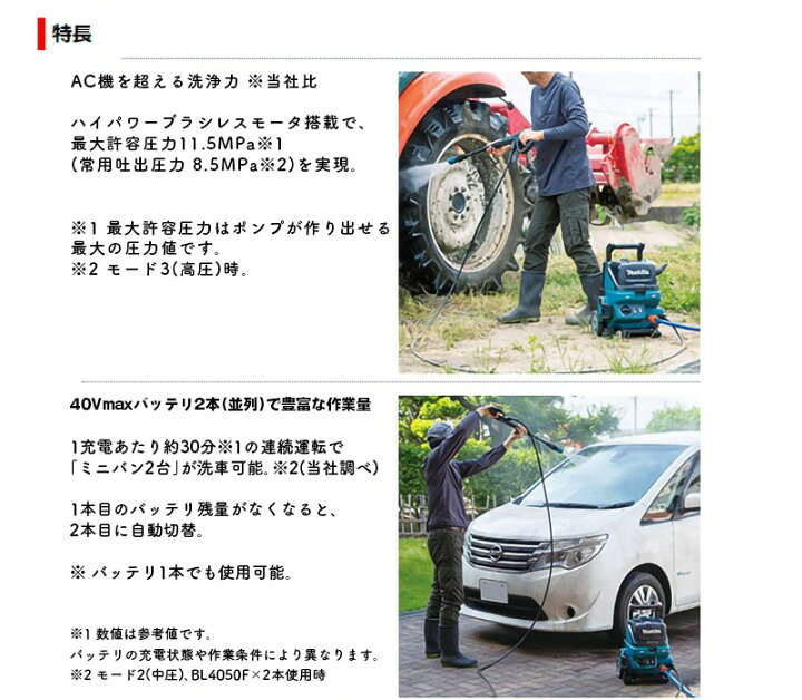 楽天市場】【正規店】 マキタ 充電式高圧洗浄機 MHW001GZ 40V 本体のみ 