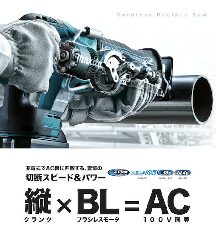 楽天市場】【正規店】 マキタ 充電式レシプロソー JR187DRGX 付属品 