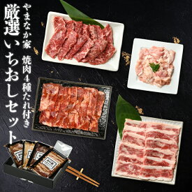 【送料無料！化粧箱入り！】やまなか家 厳選いちおしセット 元祖本だれ付 カルビ ハラミ 牛たん タン ホルモン もつ たれ たれ付き 焼肉 焼き肉 セット BBQ バーベキュー 味付き 年末グルメ 年越グルメ