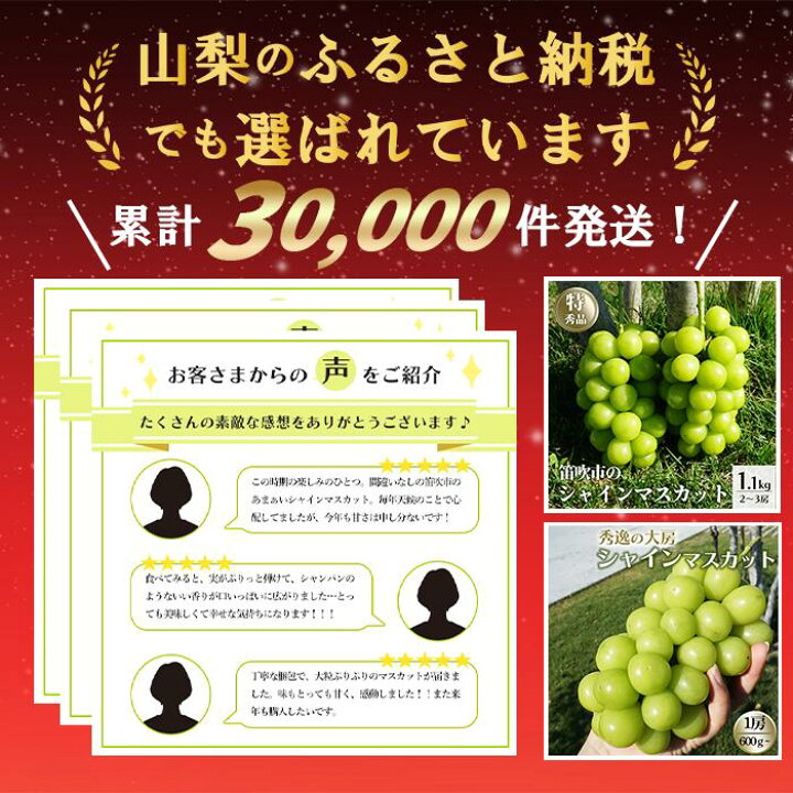 楽天市場】シャインマスカット 訳あり 山梨 【粒 1房分・2房分】 種  