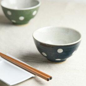 手しごと 丸ご飯茶わん あい 水玉 日本製 美濃焼 和食器 ボウル 鉢