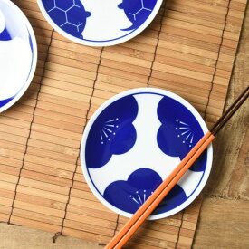 小田陶器 engi紋 えんぎもん 12cm小皿 梅/染付 日本製 美濃焼 和食器 丸皿 丸プレート