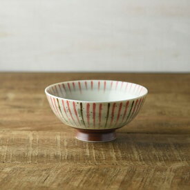 刷毛巻十草 丸型茶碗(11.5cm) レッド 日本製 美濃焼 和食器 ごはん茶わん ご飯茶わん ご飯茶碗 ライスボウル