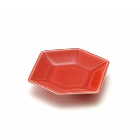深山(miyama.) kikko 六角小皿 赤釉 日本製 美濃焼 和食器 長皿 変形皿 ロングプレート
