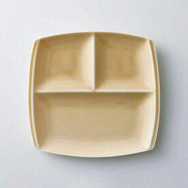 小田陶器titto(チット) 3つ仕切皿(角) ライトブラウン 日本製 美濃焼 洋食器 ランチプレート 仕切り皿 カフェ食器