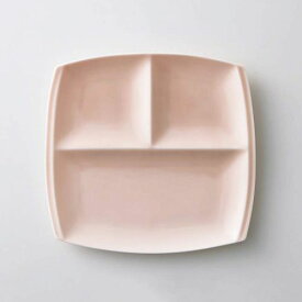 小田陶器titto(チット) 3つ仕切皿(角) ピンク 日本製 美濃焼 洋食器 ランチプレート 仕切り皿 カフェ食器