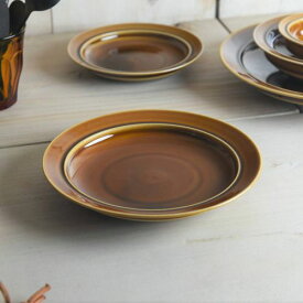 小田陶器 pratico(プラティコ) 20cmプレート キャラメル 日本製 美濃焼 洋食器 丸皿 丸プレート