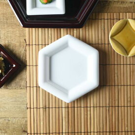 小田陶器 Meji(メジ) 取皿 亀甲 白色 日本製 美濃焼 和食器 長皿 変形皿 ロングプレート