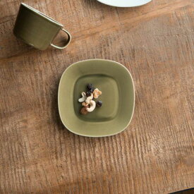 小田陶器 Prairie(プレーリー) プレートS オリーブ(兼ソーサー) 日本製 美濃焼 洋食器 角皿 スクエアプレート 角プレート 四角皿