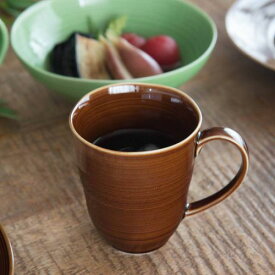 小田陶器 櫛目(kushime) 8.5cmマグカップ アメ釉 日本製 美濃焼 和食器 マグカップ ティーカップ コーヒーカップ