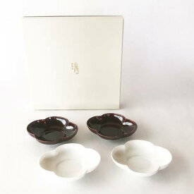 深山(miyama.) 瑞々 木瓜長鉢 4寸 四個組 (赤飴x2 にび白x2) 日本製 美濃焼 和食器 ボウル 鉢