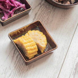 asumi(彩澄) 7.5cm角一品皿 アメ色 日本製 美濃焼 和食器 角皿 スクエアプレート 角プレート 四角皿 Re食器 SDGs リサイクル サステナブル
