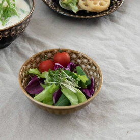 【うすかる】麻柄つなぎ 12.5cmサラダボウル アンバー 軽量食器 日本製 美濃焼 和食器 ボウル 鉢