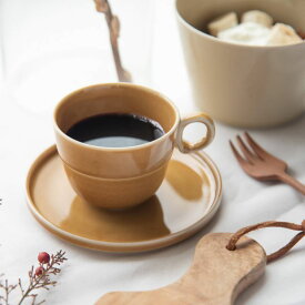 【グッドデザイン賞受賞】TRIP WARE コーヒーカップ&ソーサー80+130 キャラメル 日本製 美濃焼 洋食器 Re食器 SDGs リサイクル サステナブル ヨシタ手工業デザイン室