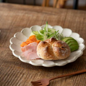 カネコ小兵製陶所 リンカ (輪花) 27cmプレート 白練 日本製 美濃焼 洋食器 長皿 変形皿 ロングプレート