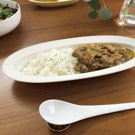 深山(miyama.) racca-ラッカ- 31cmポワソン深皿 ミルキーホワイト 日本製 美濃焼 洋食器 長皿 変形皿 ロングプレート