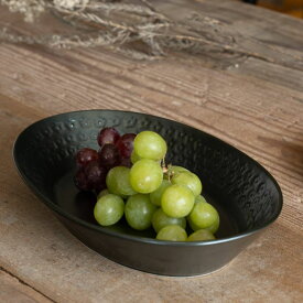 プレス・ド・フラワー 26.5cmオーバルベーカー ブラック 日本製 美濃焼 洋食器 カレー皿 パスタ皿 パスタプレート