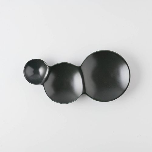 深山(miyama.) savone-サヴォネ 3連仕切皿 黒マット 日本製 美濃焼 洋食器 長皿 変形皿 ロングプレート