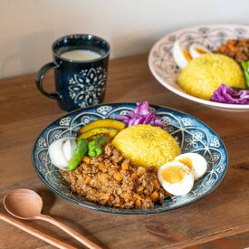 M-mode マルサン近藤 Moroccan-モロッカン- プレートL(24cm) ネイビー 日本製 美濃焼 洋食器 丸皿 丸プレート