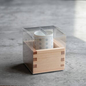 深山 kikyoh -桔きょう- glazes ぐい呑45cc+五勺木枡(クリアボックス入) 紫淡 日本製 和食器 湯のみ 湯呑み フリーカップ タンブラー