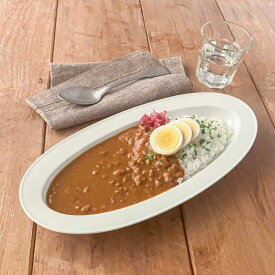 深山(miyama.) いつものカレー皿 ホワイト(ラッカ31cmポワソン深皿) 日本製 美濃焼 洋食器 長皿 変形皿 ロングプレート