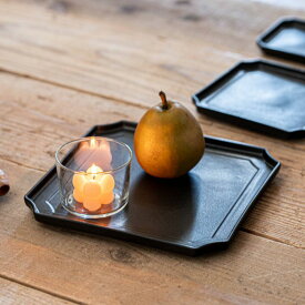 額縁のような器 大(23cm) アッシュ黒 日本製 美濃焼 洋食器 角皿 スクエアプレート 角プレート 四角皿