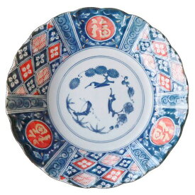 アワサカ 花万葉 アワソメ 8.0 深皿 間取福紋 23.5cm 日本製 美濃焼 和食器 丸皿 丸プレート