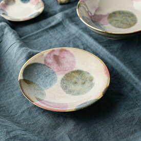 ピンク点打 Pink tenda 40 プレート 14 cm 日本製 美濃焼 和食器 丸皿 丸プレート