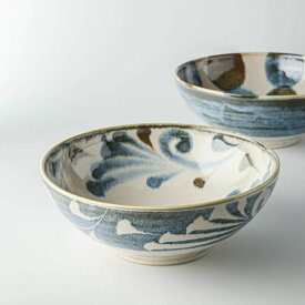 Brush Blue めん丼 唐草 21.5 cm 日本製 美濃焼 和食器 どんぶり 丼 丼ぶり ドンブリ ボウル