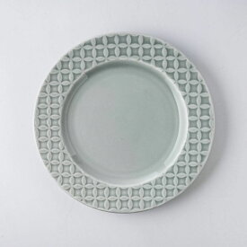 小田陶器 吉祥-kissho- 19.5cmリム皿 七宝 薄灰 日本製 美濃焼 和食器 丸皿 丸プレート