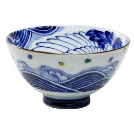 アワサカ マイボウル 染付 舞鶴 茶碗 12.5cm 日本製 和食器 ごはん茶わん ご飯茶わん ご飯茶碗 ライスボウル