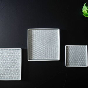 小田陶器 吉祥-kissho- 14.5cm角皿 青海波 薄灰 日本製 美濃焼 和食器 角皿 スクエアプレート 角プレート 四角皿