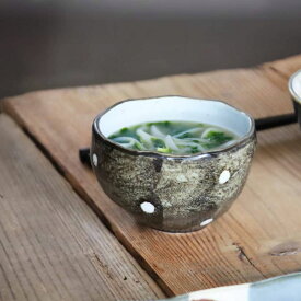 Wabisabi わびさび 錆水玉 ティー碗 250 cc 日本製 美濃焼 洋食器 カフェボウル カフェオレボウル 洋風丼 ミニ丼