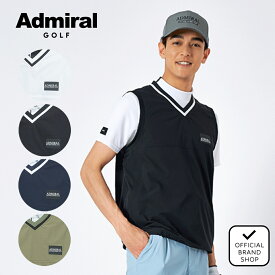 【正規販売店】[Admiral GOLF] Vネック ウィンドベスト ゴルフウェア ベスト メンズ ゴルフ ウェア アウター 撥水 ストレッチ ハイテンション スポーティー かっこいい 秋冬 アドミラル ADMA551 ヤマニゴルフ