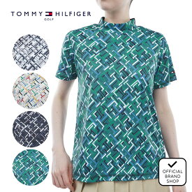 【正規販売店】[TOMMY HILFIGER GOLF] THモノグラム 半袖モックシャツ ゴルフウェア Tシャツ レディース ゴルフ シャツ 吸水速乾 通気性 涼しい 速乾 清涼感 UVカット 紫外線 日よけ 日焼け防止 抗菌防臭 トミー ヒルフィガー ゴルフ THLA402 ヤマニゴルフ