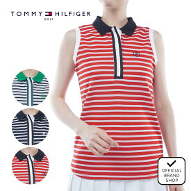 【正規販売店】[TOMMY HILFIGER GOLF] ボーダー ノースリーブシャツ ゴルフウェア シャツ レディース ゴルフ 吸水速乾 通気性 涼しい 速乾 清涼感 おしゃれ ノースリーブ 春夏 トミー ヒルフィガー ゴルフ THLA403 ヤマニゴルフ