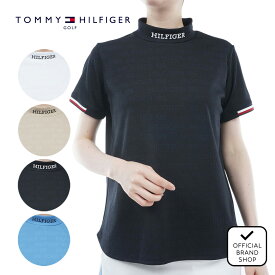 【正規販売店】[TOMMY HILFIGER GOLF] エンボスロゴジャカード 半袖モックシャツ ゴルフウェア Tシャツ レディース ゴルフ シャツ 吸水速乾 通気性 涼しい 速乾 清涼感 UVカット 紫外線 日よけ トミー ヒルフィガー ゴルフ THLA411 ヤマニゴルフ