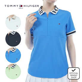 【正規販売店】[TOMMY HILFIGER GOLF] ハイテンション ハーフジップモックシャツ ゴルフウェア Tシャツ レディース ゴルフ シャツ UVカット 紫外線 涼しい 日よけ 日焼け防止 ハイネック 半袖 春夏 トミー ヒルフィガー ゴルフ THLA420 ヤマニゴルフ